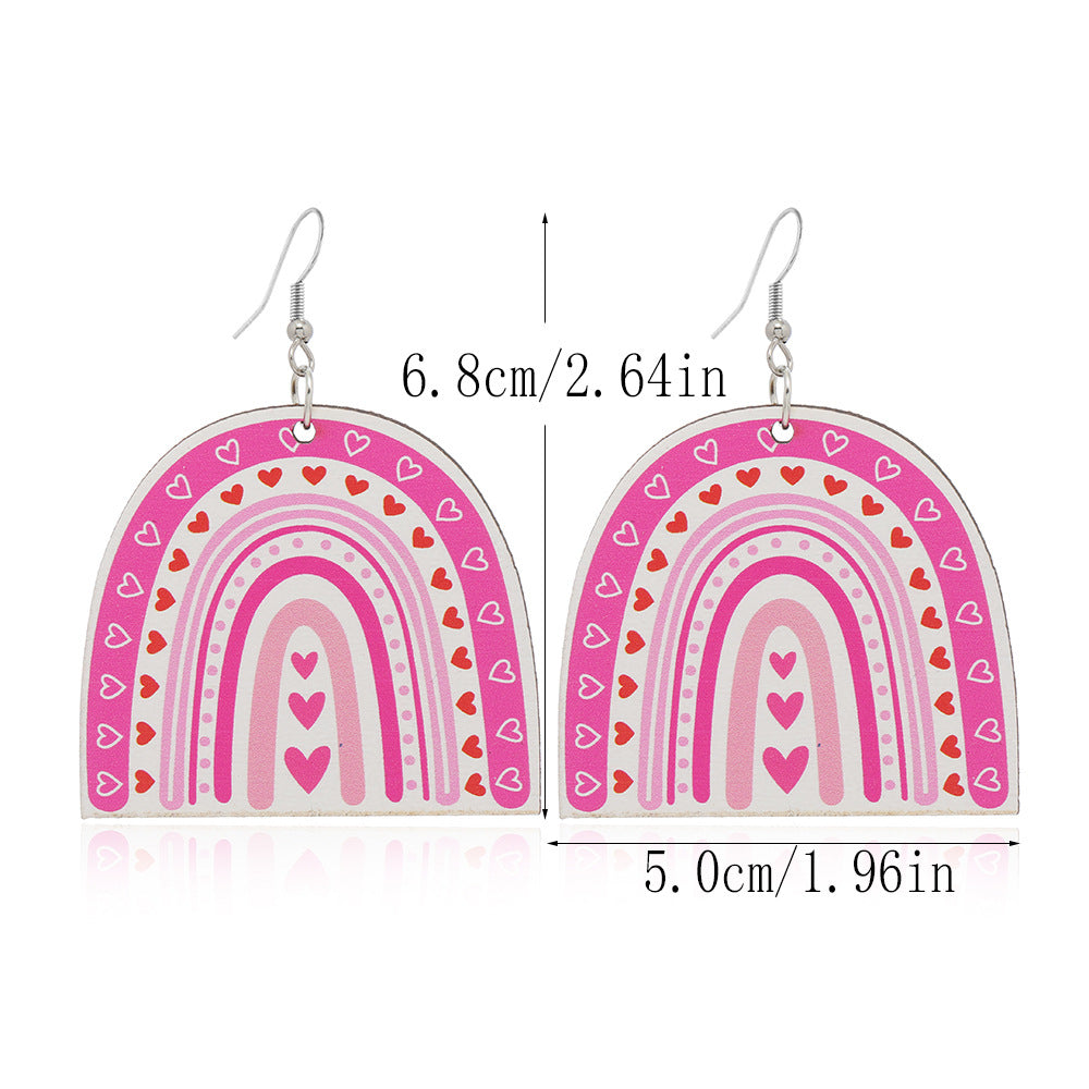 Wholesale Valentine's Day Love Truck Love Letter Printed Wooden Earrings